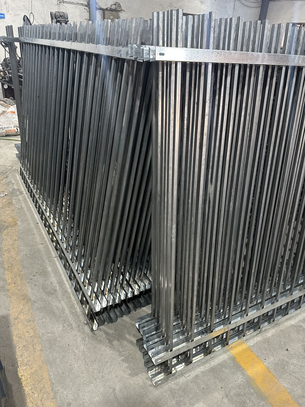 Steel fence panels in the factory